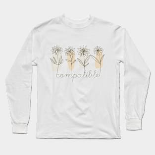 Compatible hand drawn flowers, inspirational meanings Long Sleeve T-Shirt